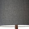 59" Brown And Black Solid Wood Floor Lamp With Dark Gray Fabric Drum Shade