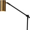 22" Black Metal Swing Arm LED Desk Lamp With USB And Antiqued Gold Cylinder Shade