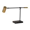 22" Black Metal Swing Arm LED Desk Lamp With USB And Antiqued Gold Cylinder Shade