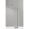 63" Silver LED Task Floor Lamp With Silver Metal Drum Shade