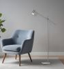 63" Silver LED Task Floor Lamp With Silver Metal Drum Shade