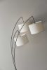 74" Silver Three Light Tree Floor Lamp With White Linen Drum Shade
