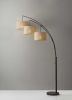 74" Bronze Three Light Tree Floor Lamp With Beige Burlap Drum Shade