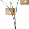 74" Bronze Three Light Tree Floor Lamp With Beige Burlap Drum Shade
