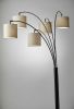 82" Bronze Five Light Tree Floor Lamp With Beige Fabric Drum Shade