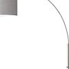 74" Silver Metal Arched Floor Lamp With Gray Linen Drum Shade
