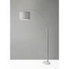74" Silver Metal Arched Floor Lamp With Gray Linen Drum Shade
