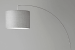 74" Silver Metal Arched Floor Lamp With Gray Linen Drum Shade