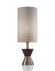 23" Brass Metal And Wood Table Lamp With Beige Drum Shade