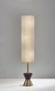 59" Brass Column With Beige Fabric Shade
