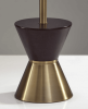 59" Brass Column With Beige Fabric Shade