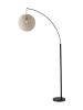 77" Antiqued Bronze Arched Floor Lamp With Groovy Beige Abstract Wicker Globe Shade