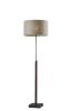 63" Beige And Black Floor Lamp With Beige Fabric Drum Shade