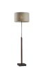 63" Beige And Black Floor Lamp With Beige Fabric Drum Shade