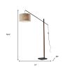 77" Beige And Black Swing Arm Floor Lamp With Beige Fabric Drum Shade