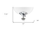 72" Silver With White Glass Shade