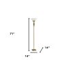 71" Brass Light Changing Torchiere Floor Lamp With White Fabric Cone Shade