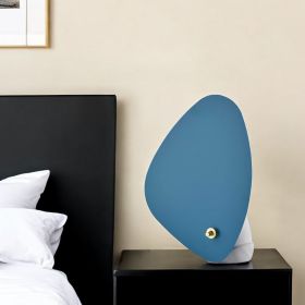 13" Gray Concrete Novelty Bedside Lamp With Aqua Novelty Shade