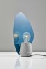 13" Gray Concrete Novelty Bedside Lamp With Aqua Novelty Shade