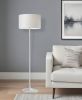 60" White Floor Lamp With White Fabric Drum Shade