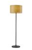 60" Brown And Black Floor Lamp With Brown Veneer Drum Shade
