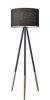 60" Black Tripod Floor Lamp With Black Fabric Drum Shade
