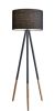 60" Black Tripod Floor Lamp With Black Fabric Drum Shade