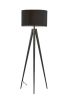 62" Black Tripod Floor Lamp With Black Fabric Drum Shade