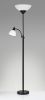 71" Two Light Torchiere Floor Lamp With White Acrylic Bowl Shades