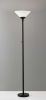 73" Black And White Torchiere Floor Lamp With White Acrylic Cone Shade
