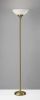 71" Brass With White Plastic Shade