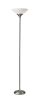 71" Silver Metal Torchiere Floor Lamp With White Bowl Shade