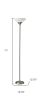 71" Silver Metal Torchiere Floor Lamp With White Bowl Shade