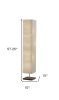 57" Brown And White Two Light Column Floor Lamp With White Paper Rectangular Shade