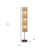72" Brown And Silver Three Light Column Floor Lamp With Beige Paper Rectangular Shade