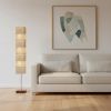 72" Brown And Silver Three Light Column Floor Lamp With Beige Paper Rectangular Shade