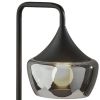 20" Black Metal Table Lamp With Black Metal And Smoked Glass Shade