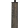 62" Black Wood And Metal Floor Lamp With Light Gray Fabric Drum Shade