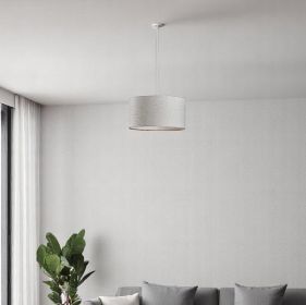 White Fabric Sleek Drum Pendant Lamp