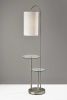66" Silver Tray Table Floor Lamp With White Fabric Drum Shade