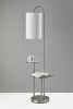 66" Silver Tray Table Floor Lamp With White Fabric Drum Shade
