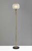 65" Brass Torchiere Floor Lamp With White Acrylic Globe Shade