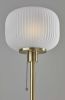 65" Brass Torchiere Floor Lamp With White Acrylic Globe Shade