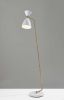 59" Gold And White Task Floor Lamp With White Metal Cone Shade