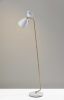 59" Gold And White Task Floor Lamp With White Metal Cone Shade