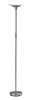 71" Silver LED Torchiere Floor Lamp With White Glass Cone Shade
