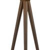 60" Brown And White Tripod Floor Lamp With White Linen Drum Shade