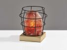 8" Himalayan Salt Accent Lamp With Black Cage Shade
