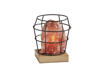 8" Himalayan Salt Accent Lamp With Black Cage Shade