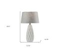 Set of Two 23" White Ceramic Bedside With Gray Drum Shade